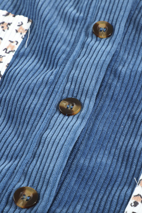 Patchwork Corduroy Buttoned Shirt Jacket